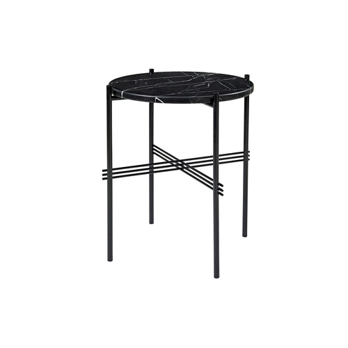 TS Round Side Table: Black + Black Marquina Marble