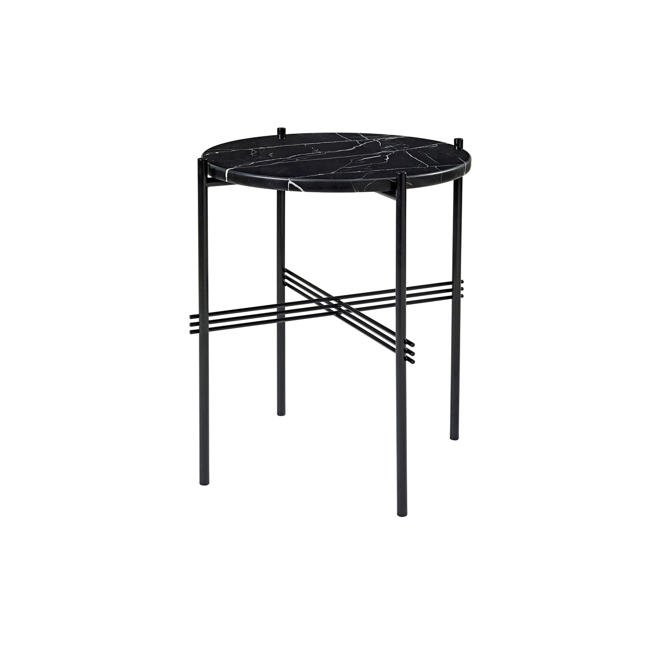 TS Round Side Table: Black + Black Marquina Marble