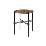 TS Round Side Table: Black + Brown Emperador Marble