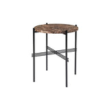 TS Round Side Table: Black + Brown Emperador Marble