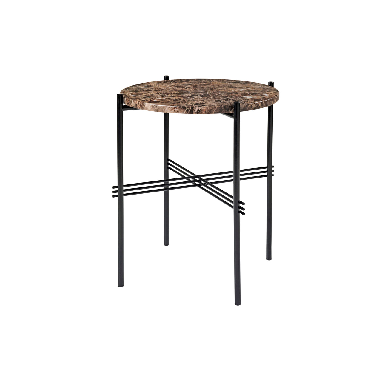 TS Round Side Table: Black + Brown Emperador Marble