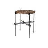 TS Round Side Table: Black + Brown Emperador Marble