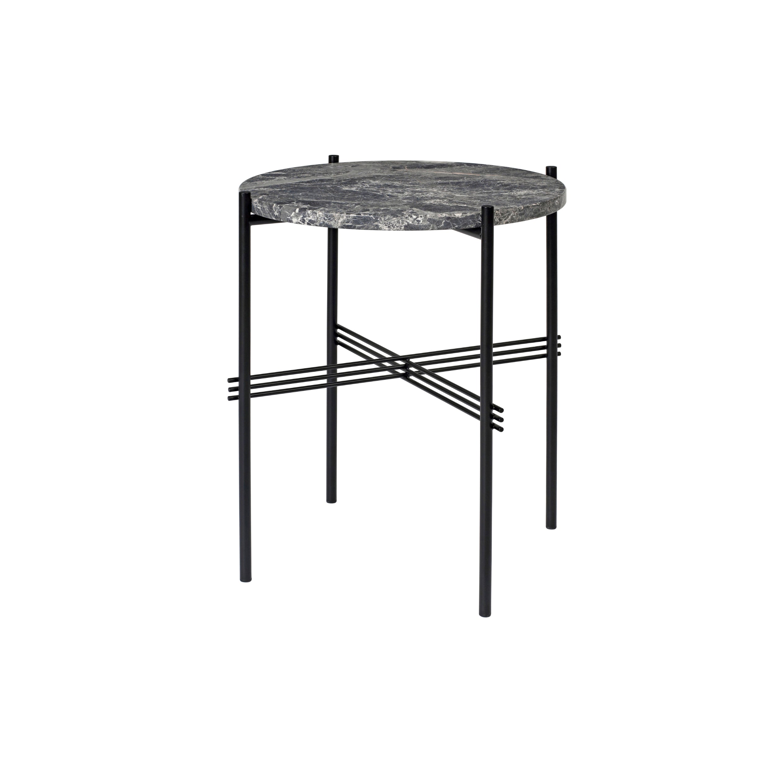 TS Round Side Table: Black + Grey Emperador Marble