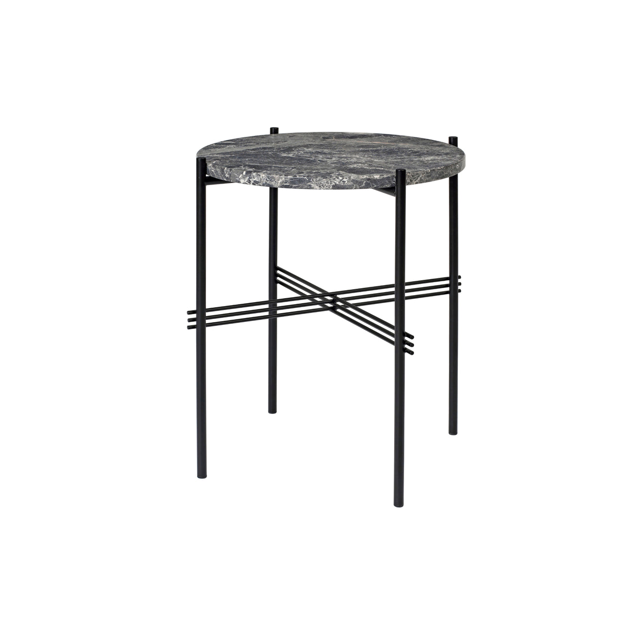 TS Round Side Table: Black + Grey Emperador Marble