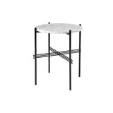 TS Round Side Table: Black + White Carrara Marble