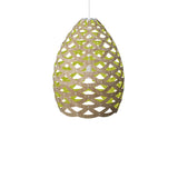 Tūī Pendant Light: Large + Bamboo + Lime + White