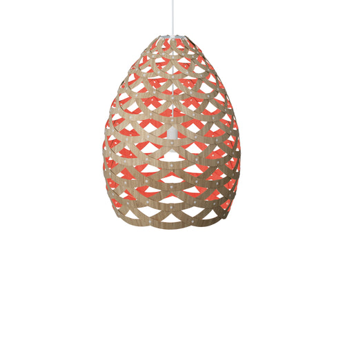 Tūī Pendant Light: Large + Bamboo + Red + White