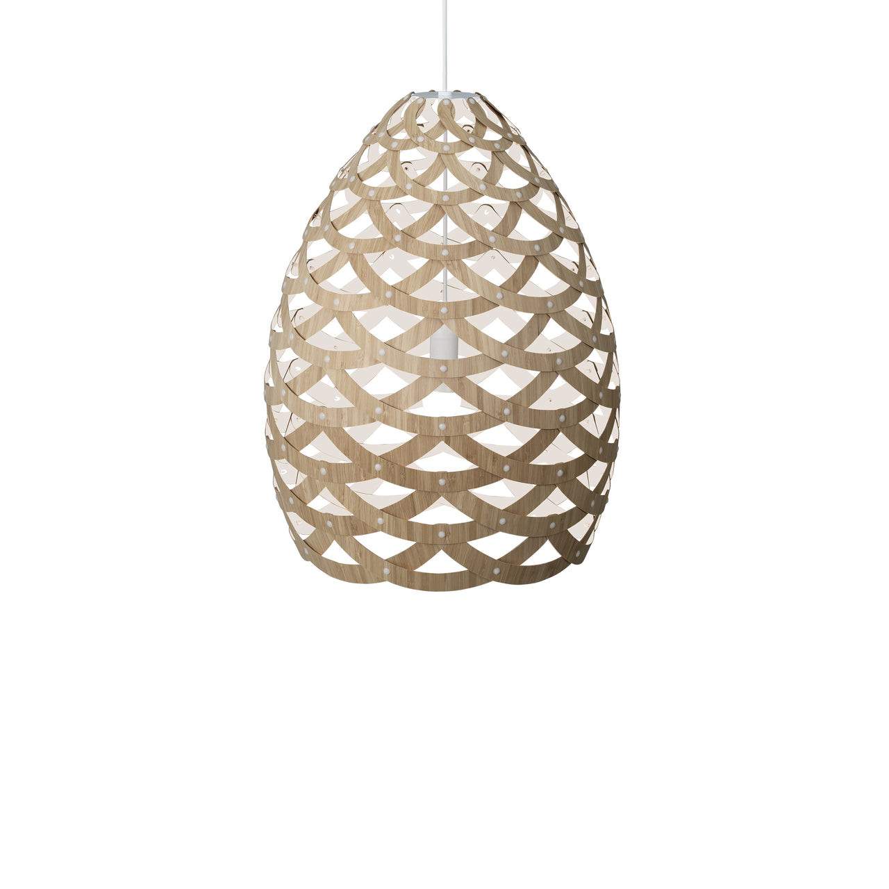 Tūī Pendant Light: Large + Bamboo + White + White