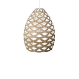 Tūī Pendant Light: Large + Bamboo + White + White