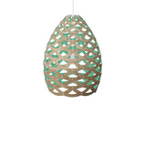Tūī Pendant Light: Large + Bamboo + Aqua + White