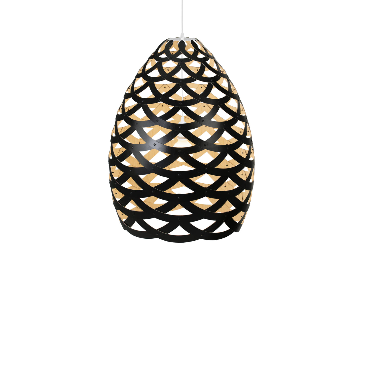 Tūī Pendant Light: Large + Black + Bamboo + White