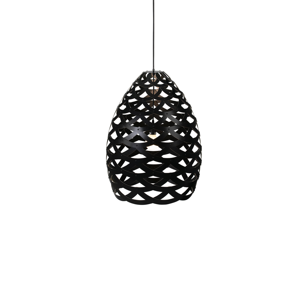 Tūī Pendant Light: Medium + Black + Black