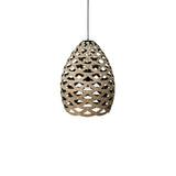 Tūī Pendant Light: Medium + Bamboo + Black + Back