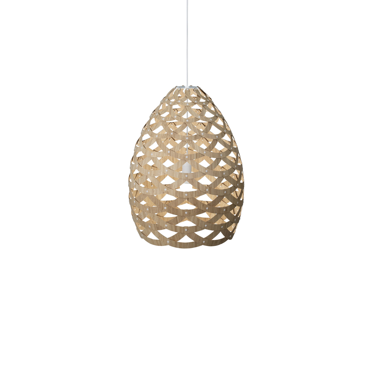 Tūī Pendant Light: Medium + Bamboo + White