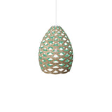 Tūī Pendant Light: Medium + Bamboo + Aqua + White