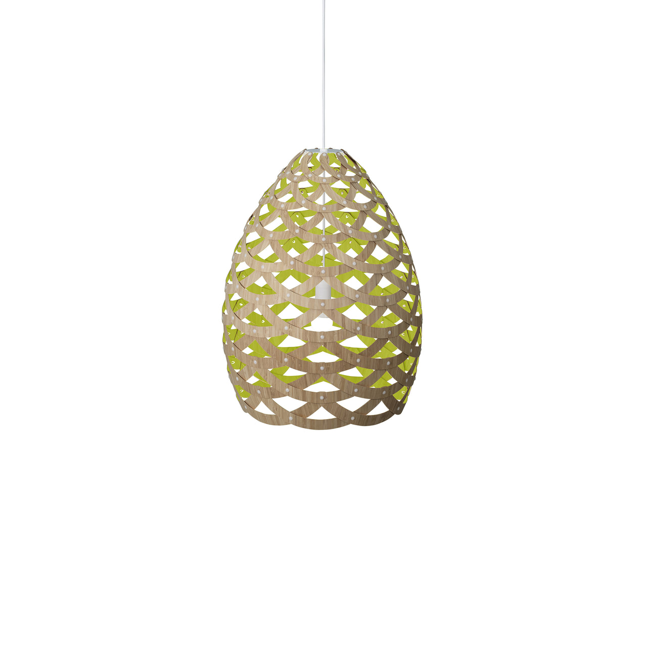 Tūī Pendant Light: Medium + Bamboo + Lime + White