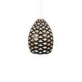 Tūī Pendant Light: Medium + Black + Bamboo + White
