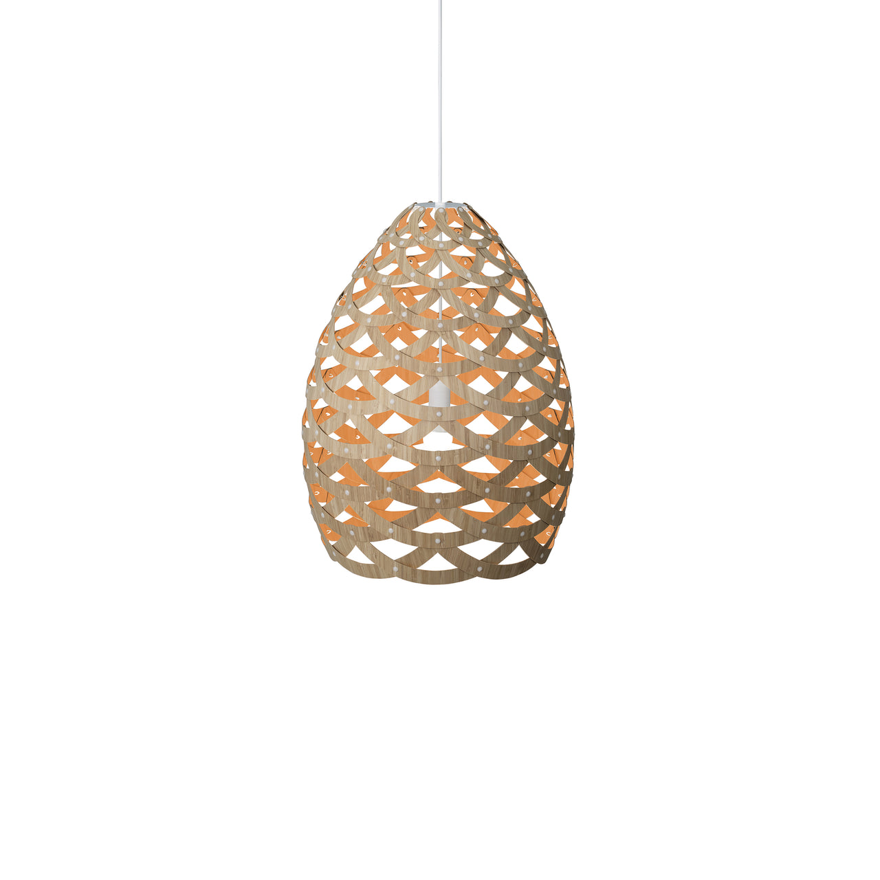Tūī Pendant Light: Medium + Bamboo + Orange + White