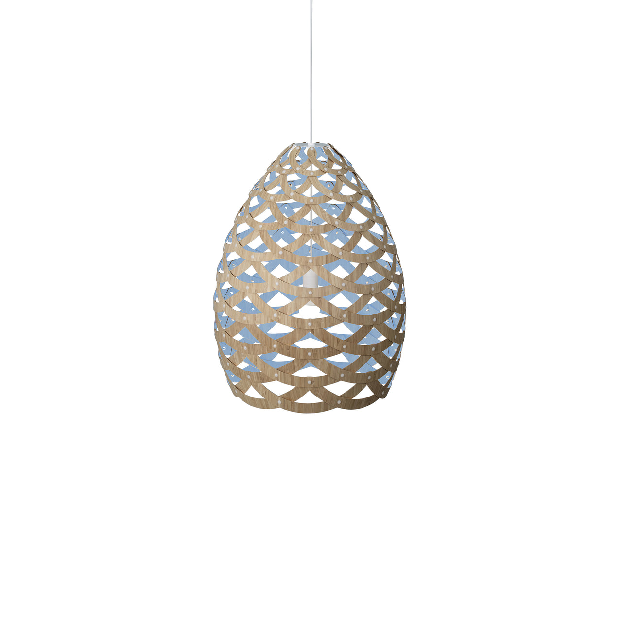 Tūī Pendant Light: Medium + Bamboo + Blue + White
