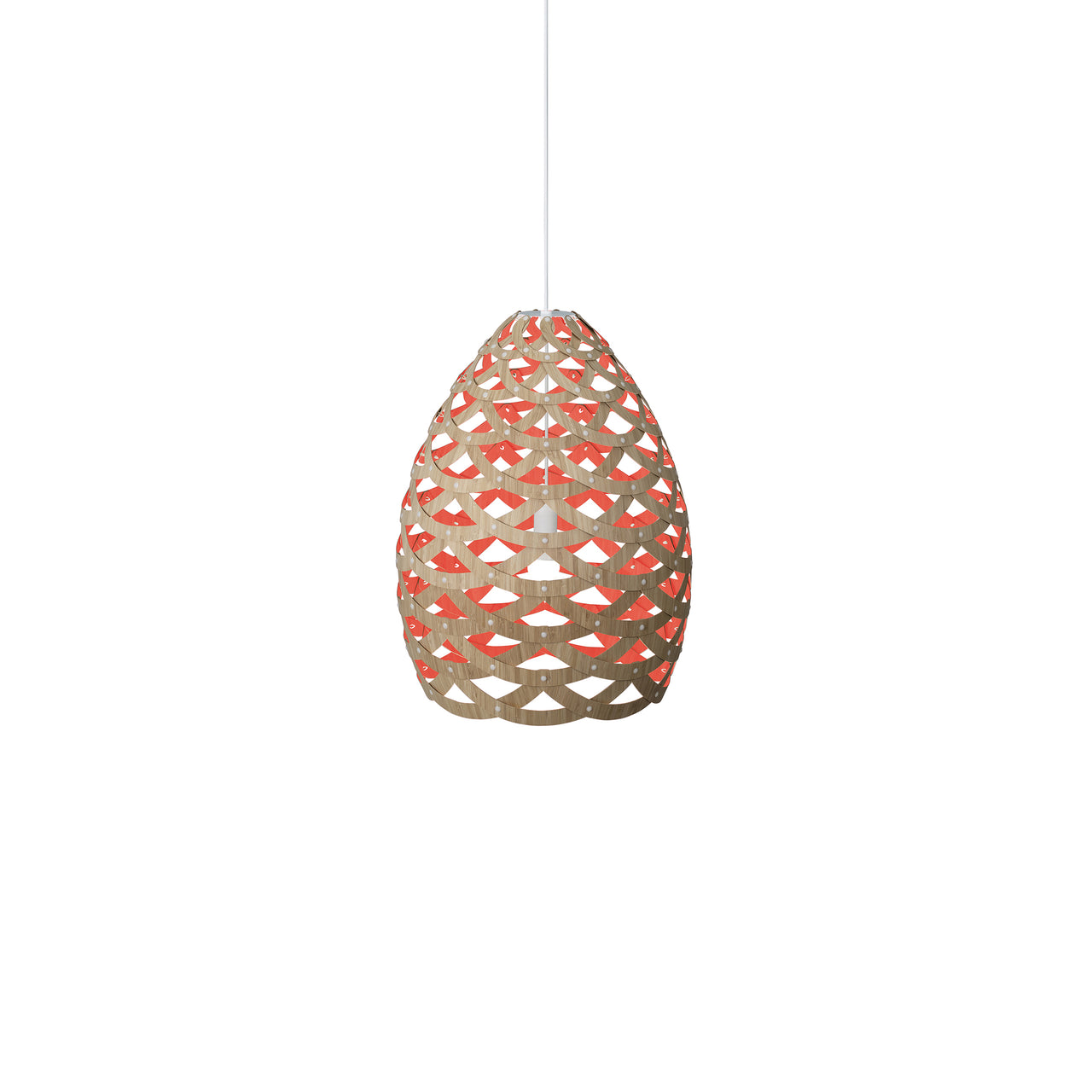 Tūī Pendant Light: Small + Bamboo + Red + White