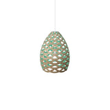 Tūī Pendant Light: Small + Bamboo + Aqua + White