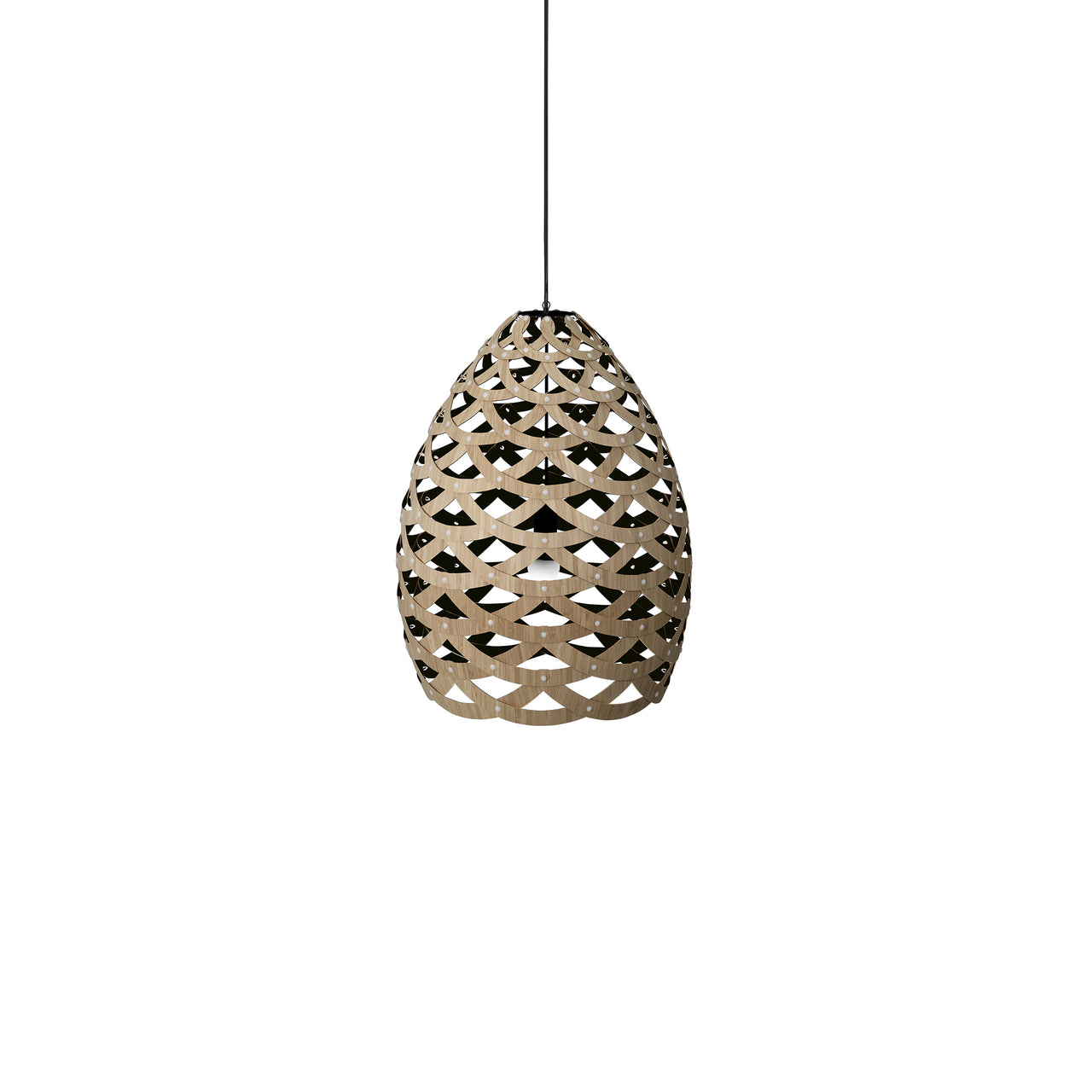 Tūī Pendant Light: Small + Bamboo + Black + Black