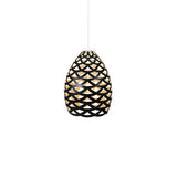 Tūī Pendant Light: Small + Black + Bamboo + White