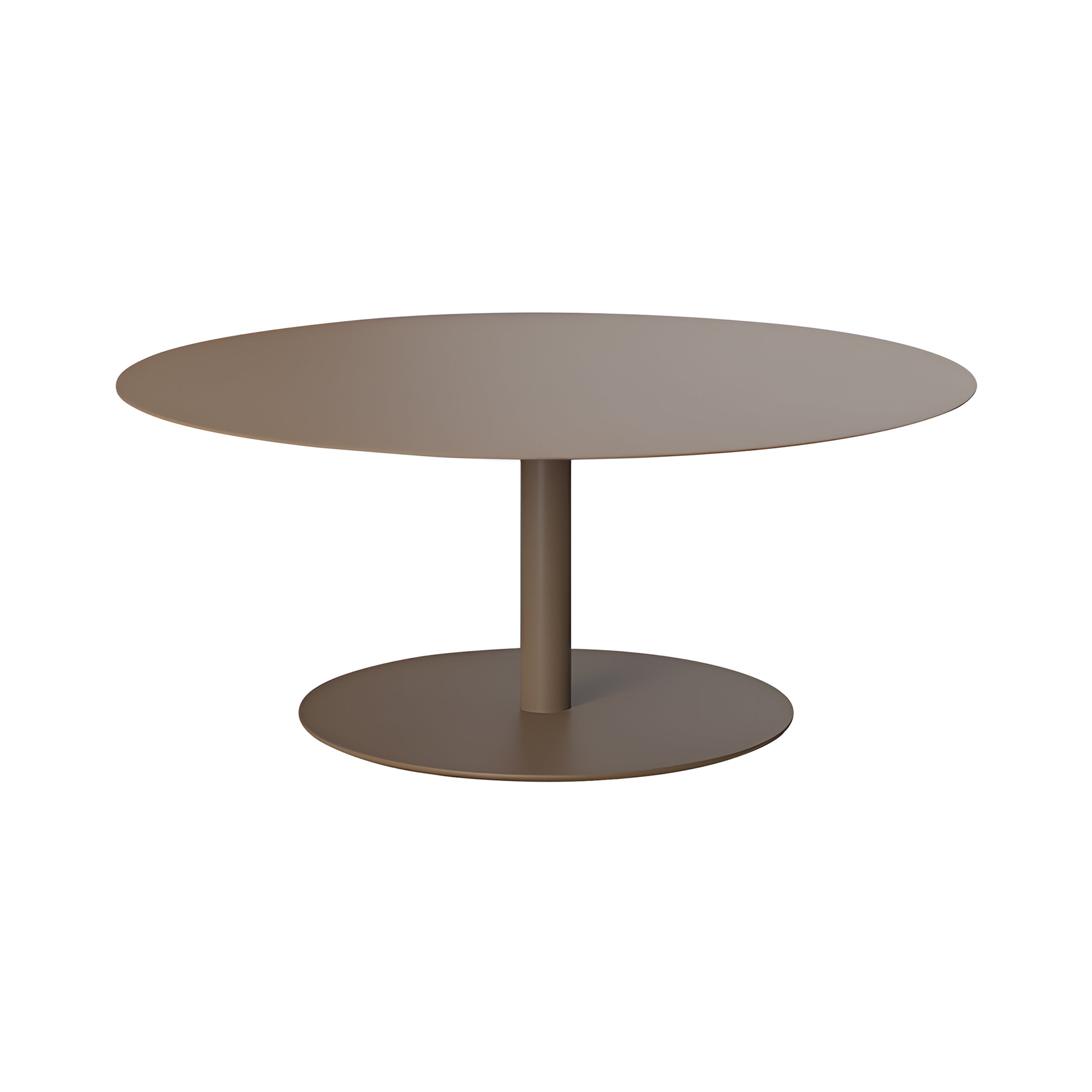 Odette Round Coffee Table: Extra Large + Low + Pale Brown Metal