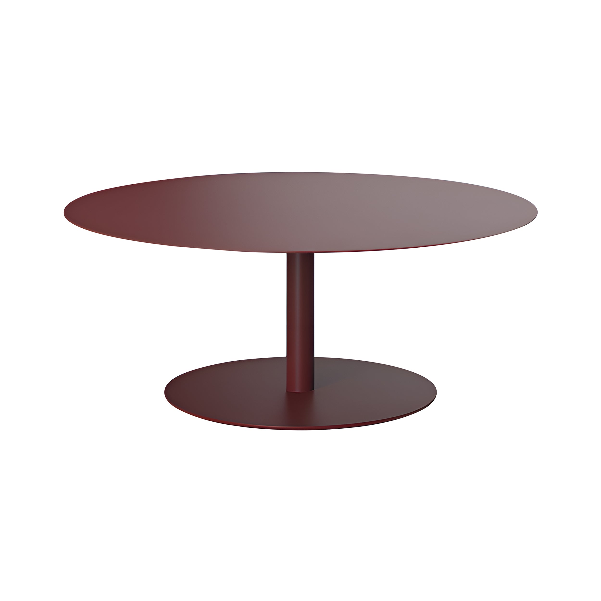 Odette Round Coffee Table: Extra Large + Low + Wine Red Metal