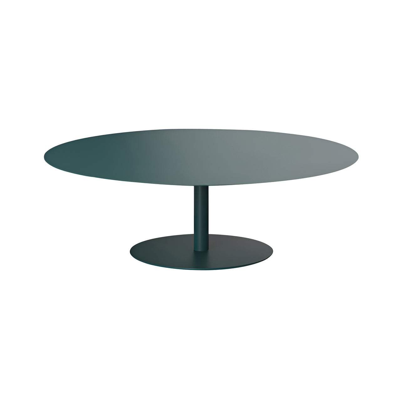 Odette Round Coffee Table: XX Large + Low + Blue Green Metal