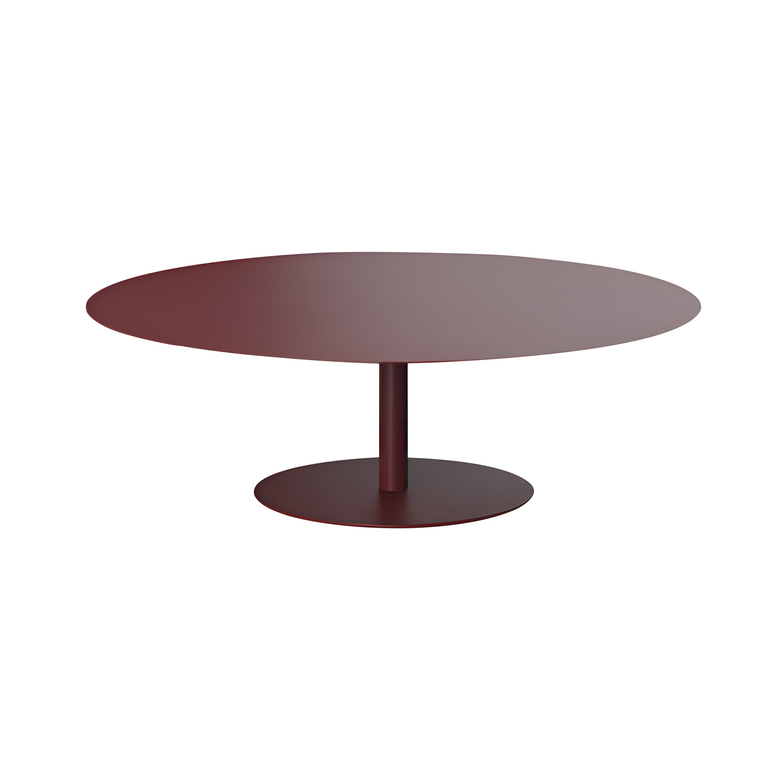 Odette Round Coffee Table: XX Large + Low + Wine Red Metal