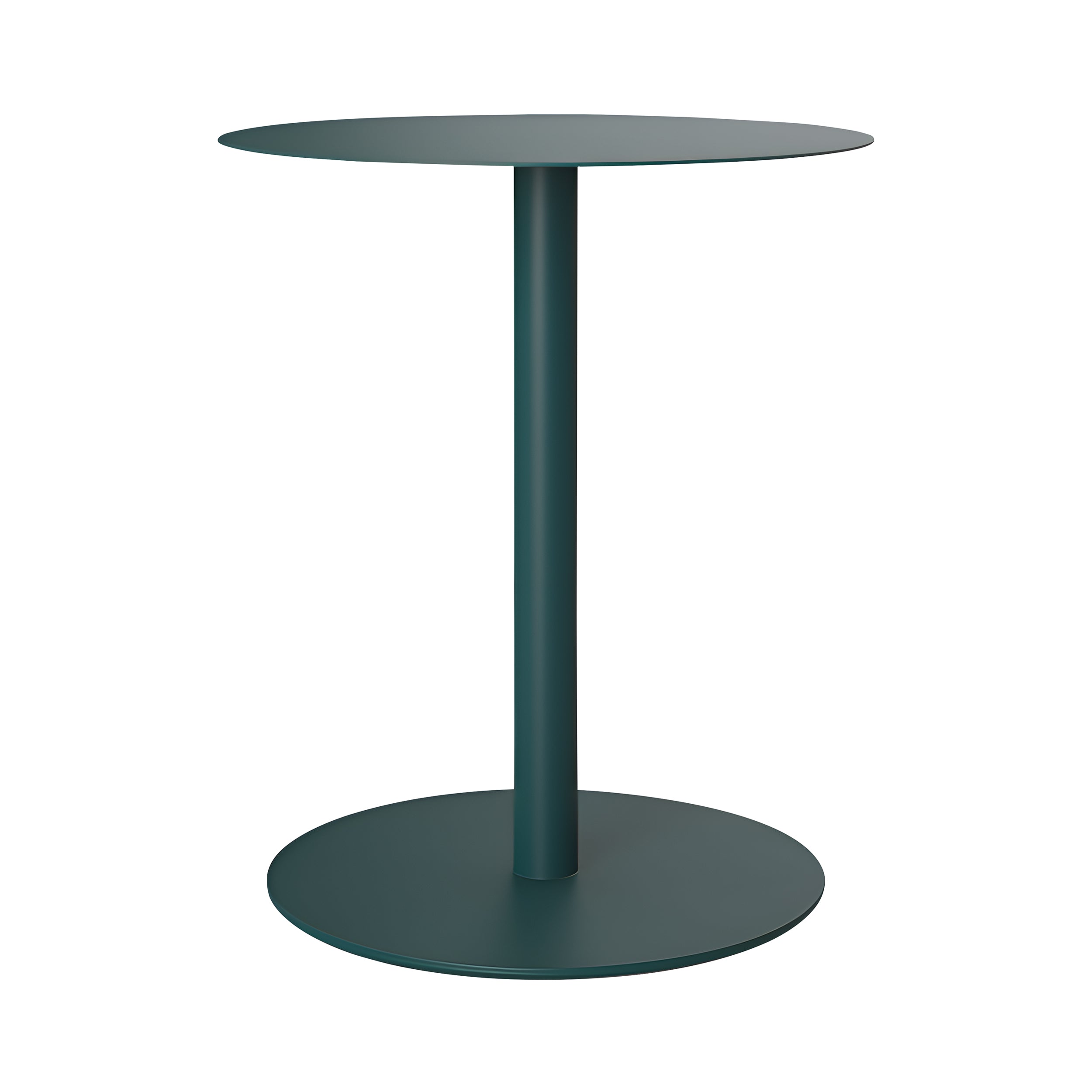 Odette Round Coffee Table: Small + High + Blue Green Metal