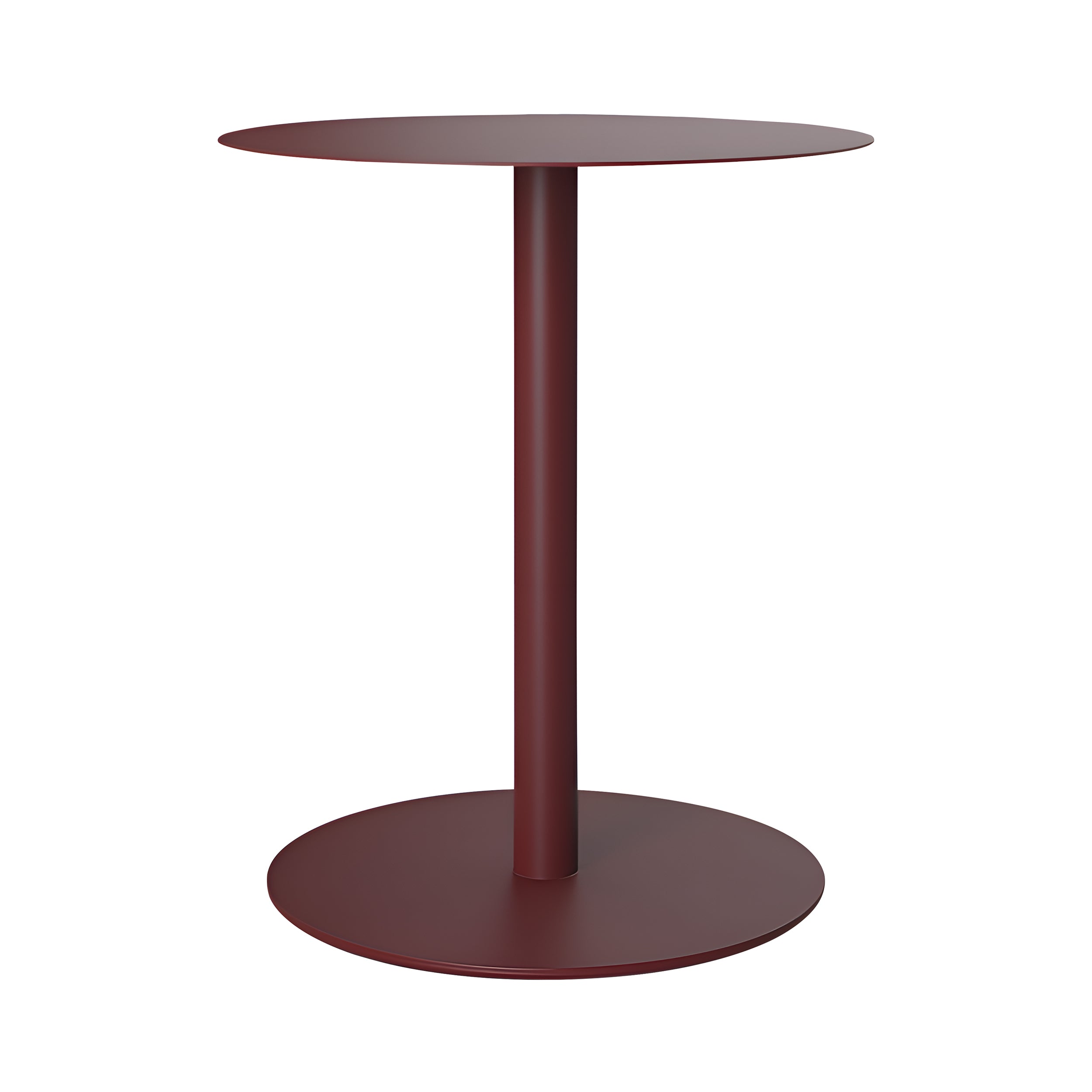 Odette Round Coffee Table: Small + High + Wine Red Metal