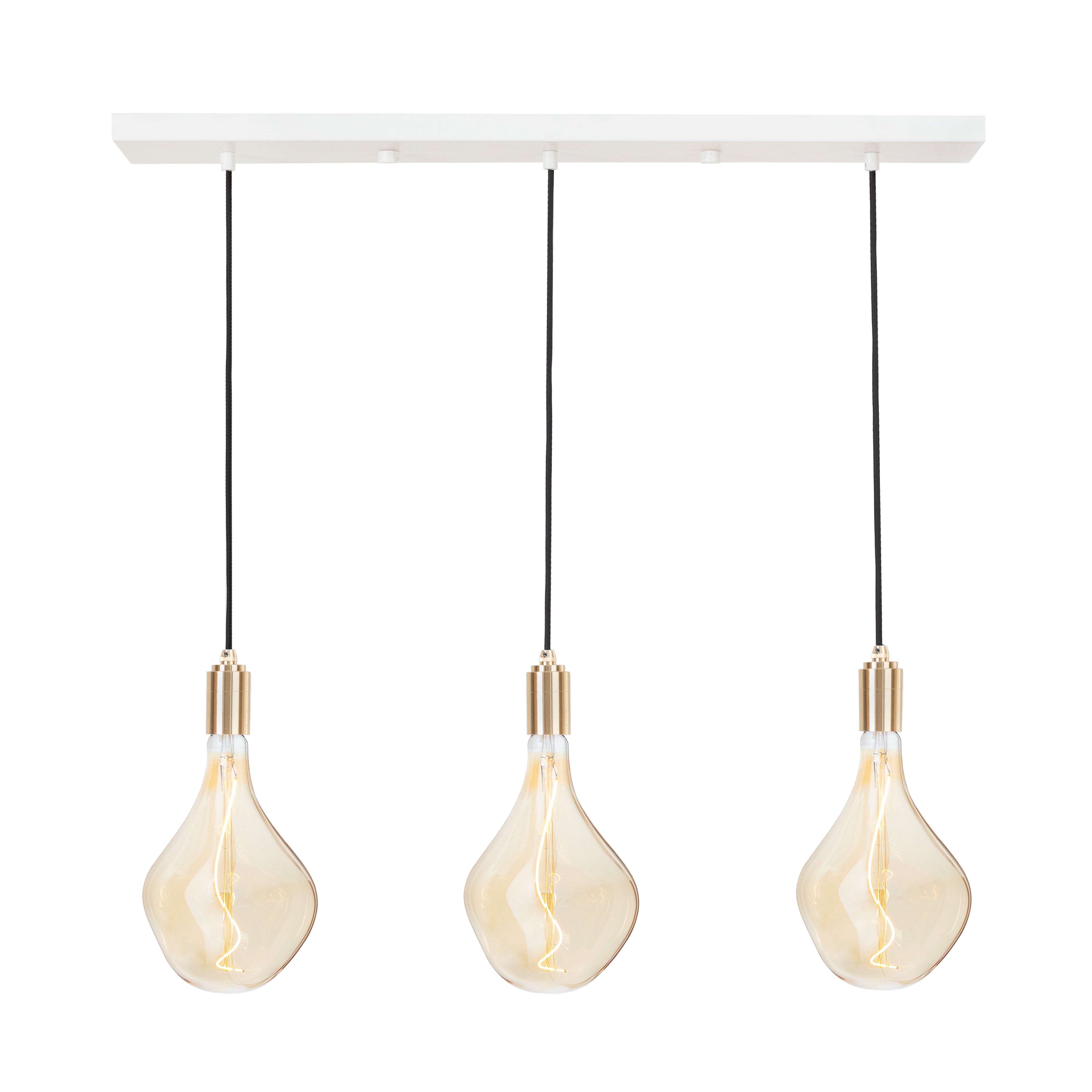 Linear Triple Pendant: With Voronoi II Bulb