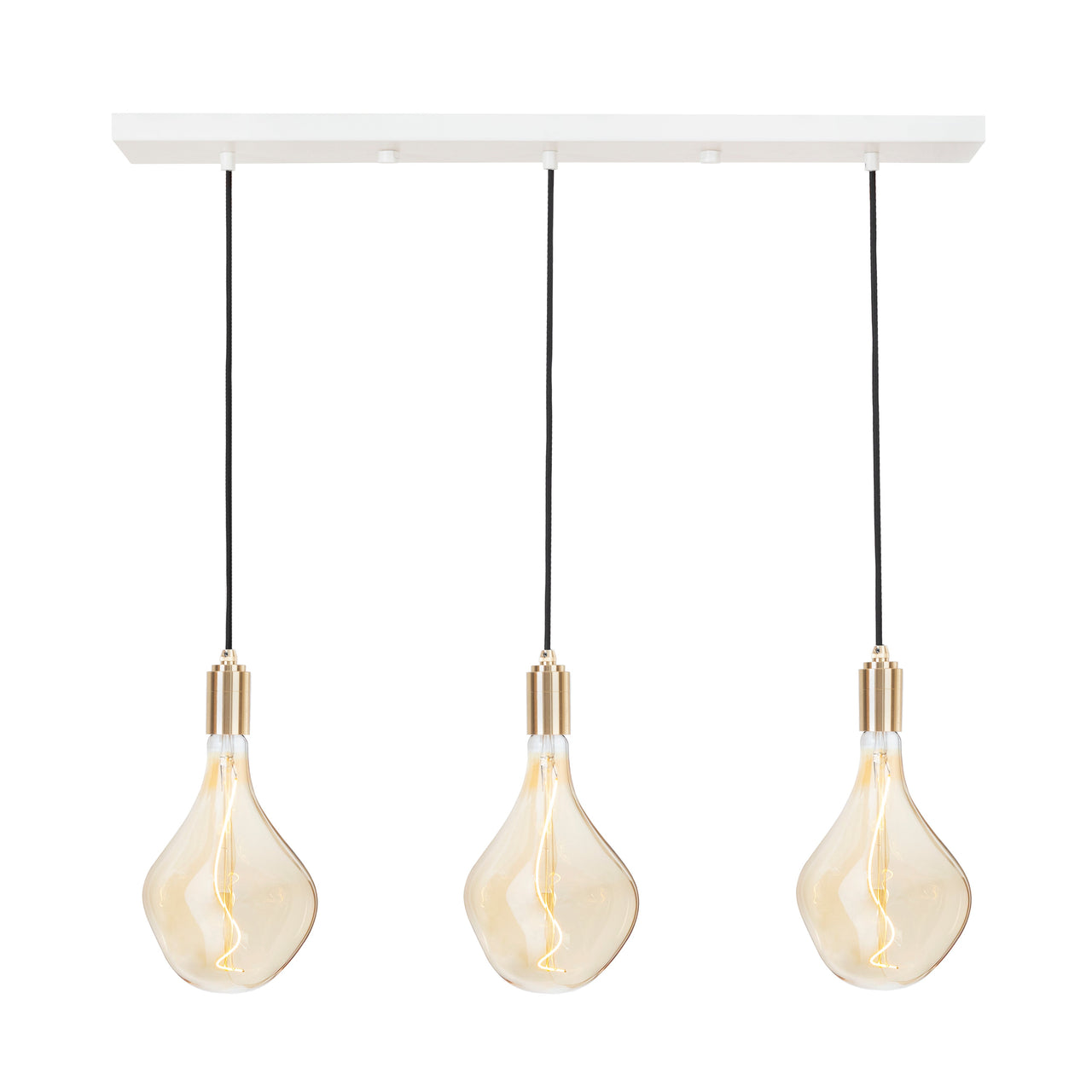 Linear Triple Pendant: With Voronoi II Bulb