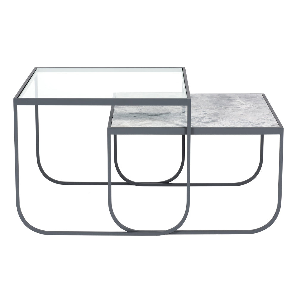 Tati Coffee Table: Square + Marble Top