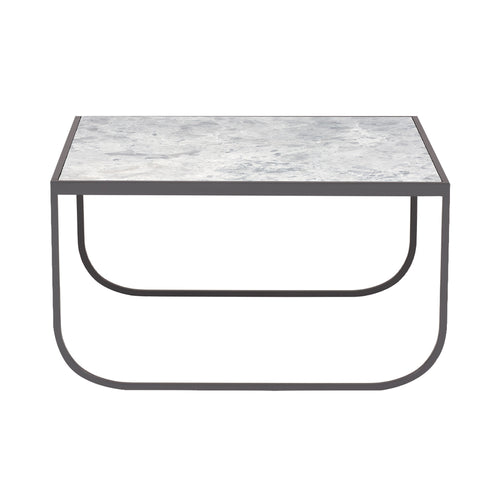 Tati Small Coffee Table: Marble Top + Low + Carrara Marble + Quartz Grey