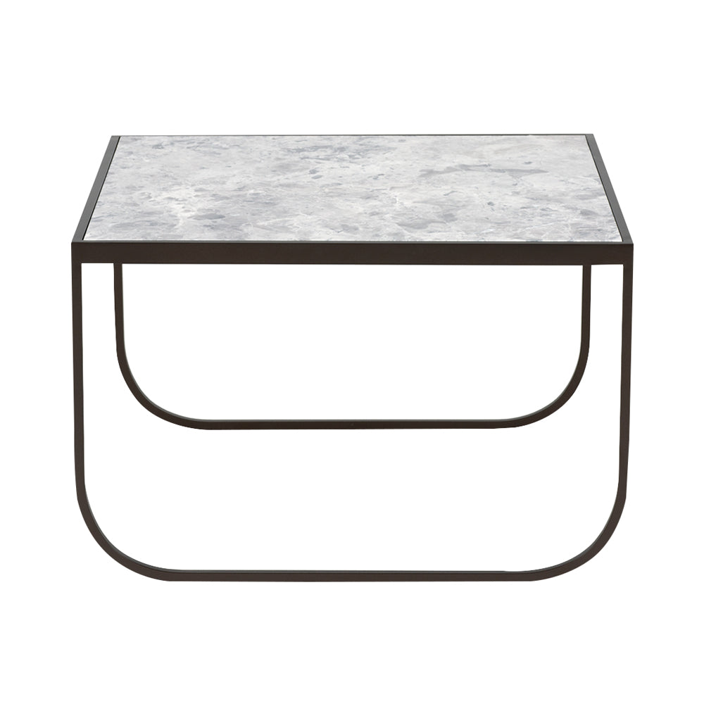 Tati Coffee Table: Square + Marble Top + High + Carrara Marble + Bronze