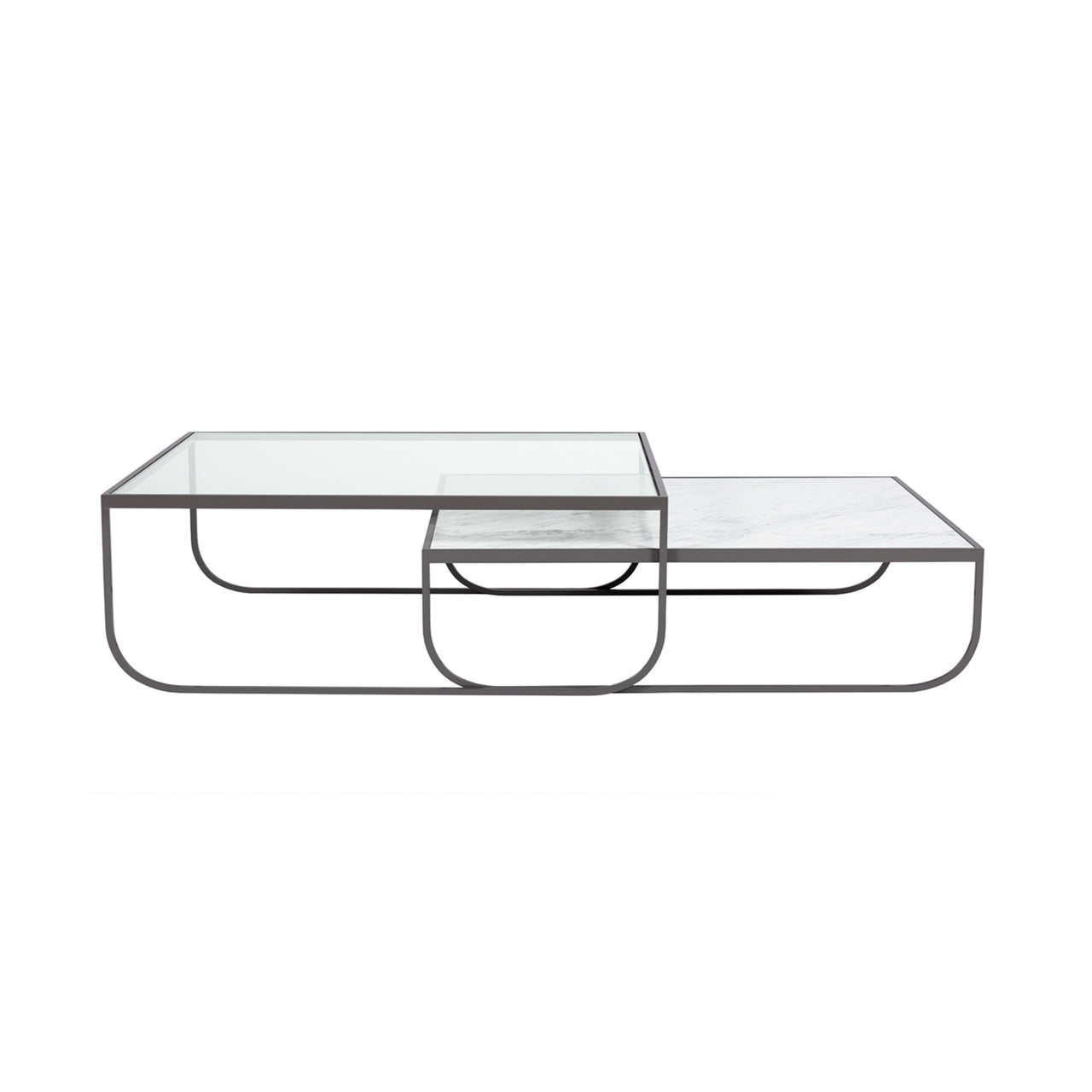 Tati Large Coffee Table: High + Glass Top