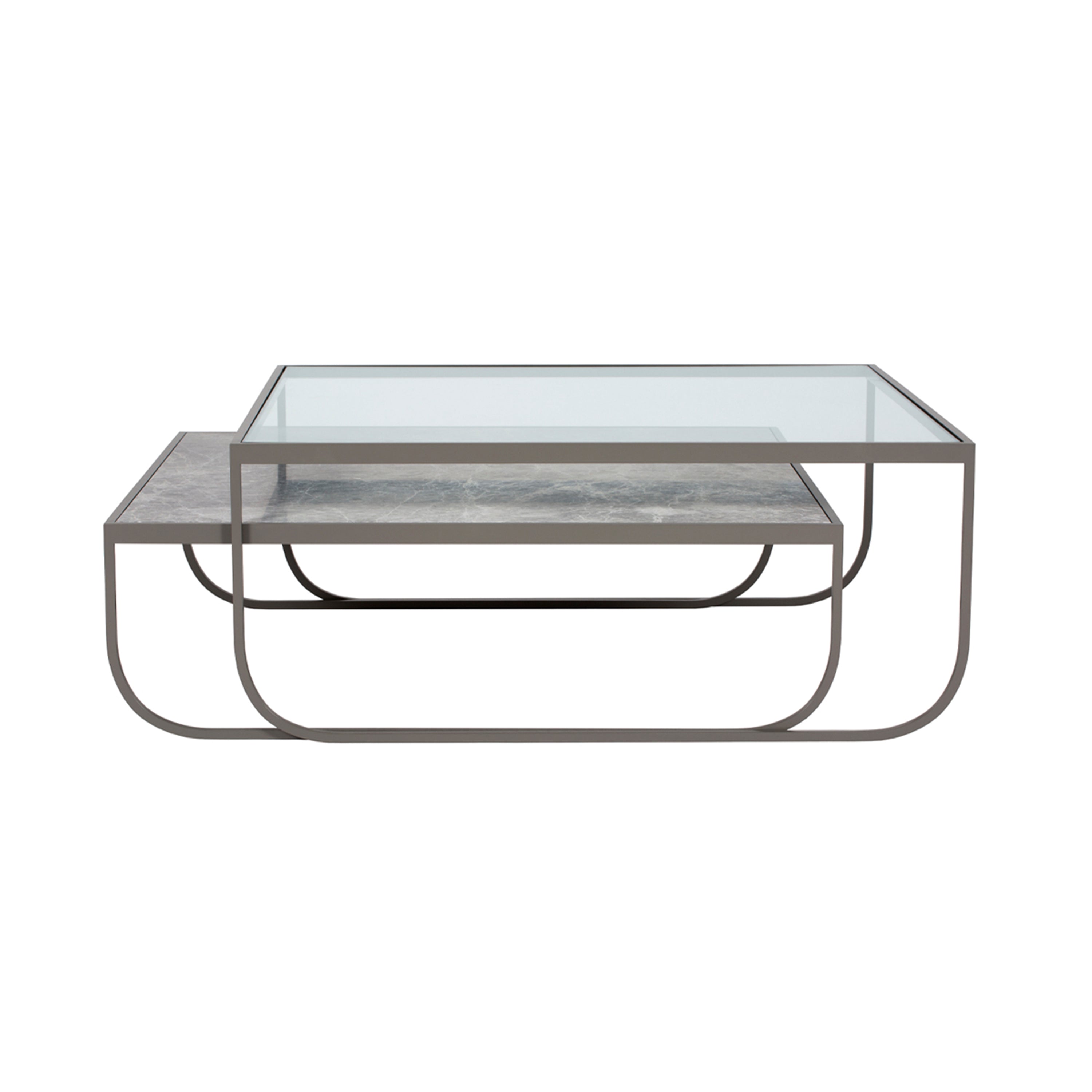 Tati Large Coffee Table: High + Glass Top