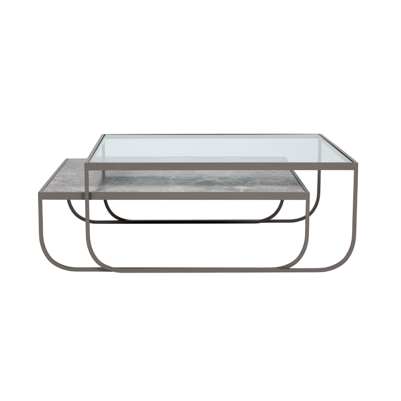 Tati Large Coffee Table: High + Glass Top