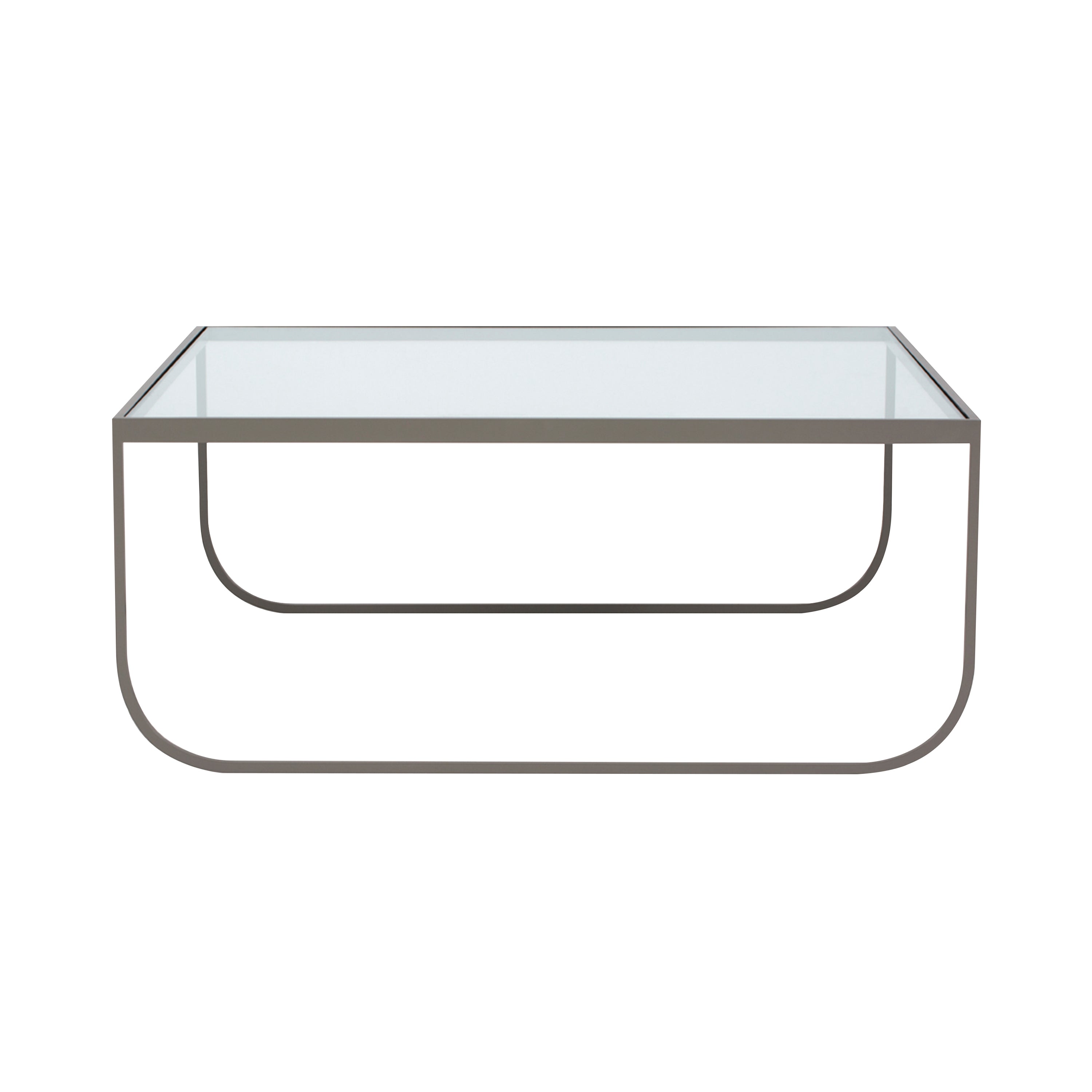 Tati Large Coffee Table: High + Glass Top + Transparent Glass + Quartz Grey