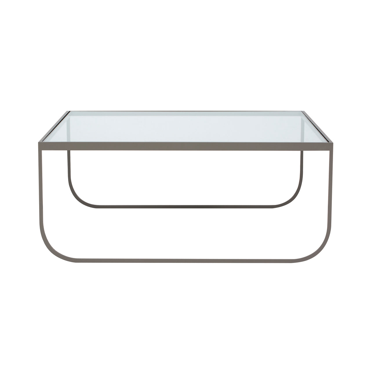 Tati Large Coffee Table: High + Glass Top + Transparent Glass + Quartz Grey