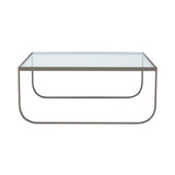 Tati Large Coffee Table: High + Glass Top + Transparent Glass + Quartz Grey