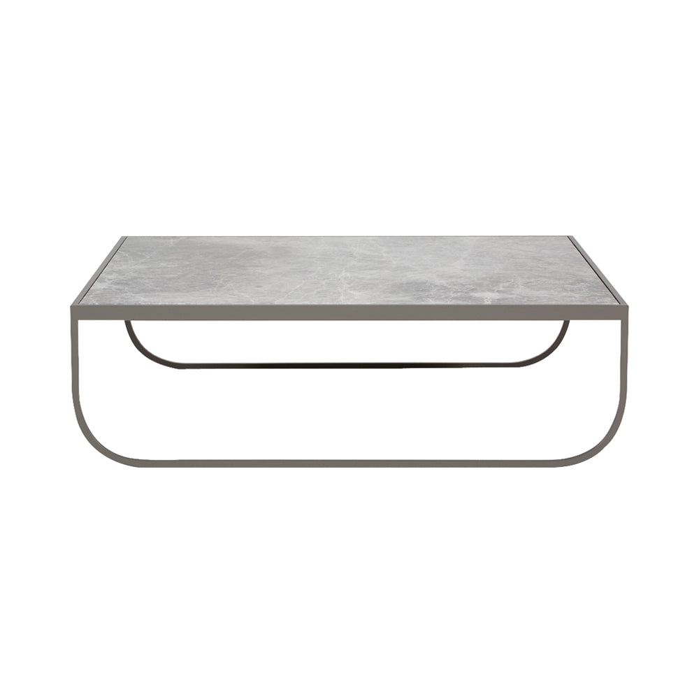 Tati Large Coffee Table: Low + Elegant Grey Marble + Quartz Grey