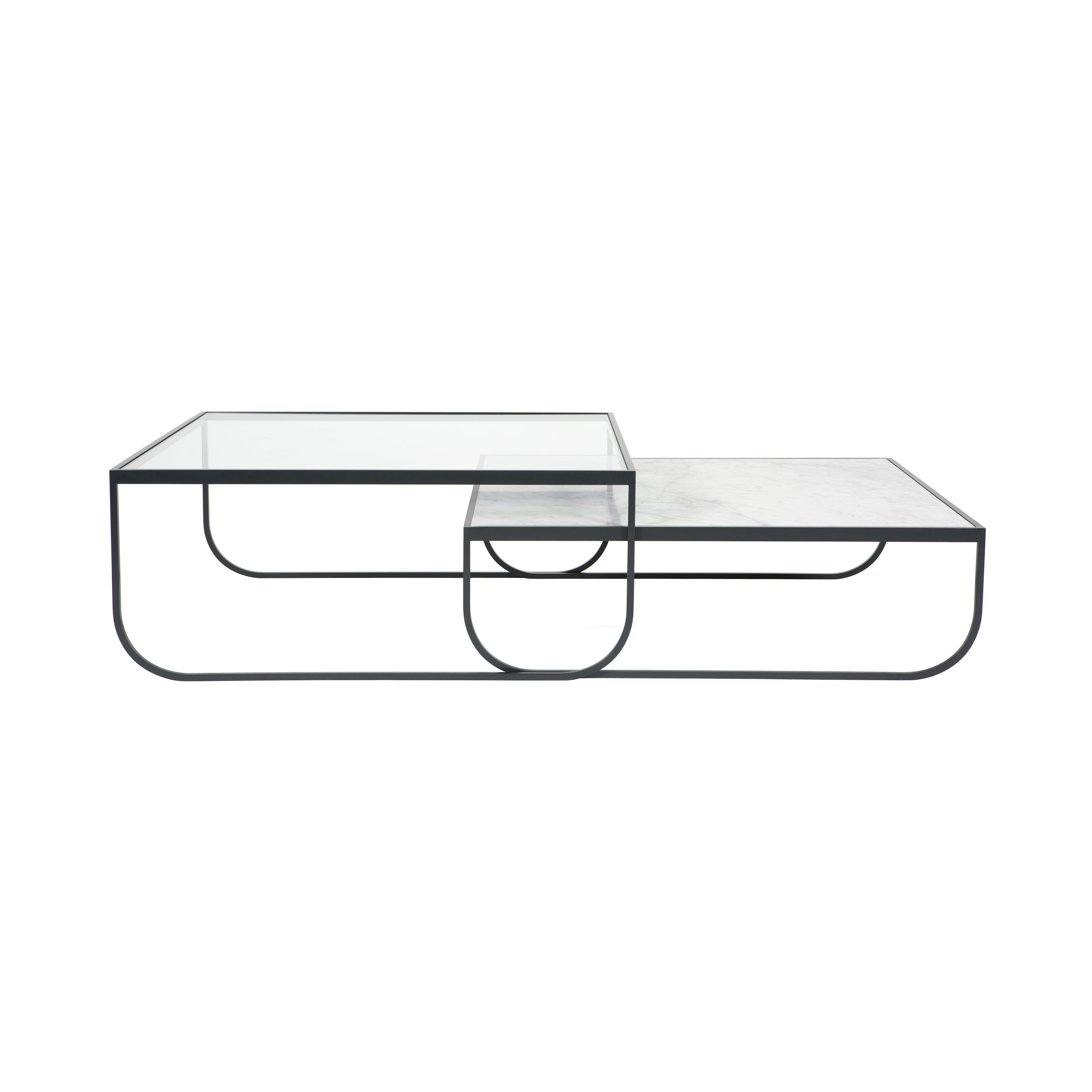 Tati Large Coffee Table: High + Glass Top