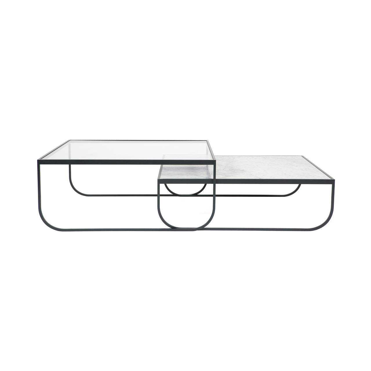 Tati Large Coffee Table: High + Glass Top