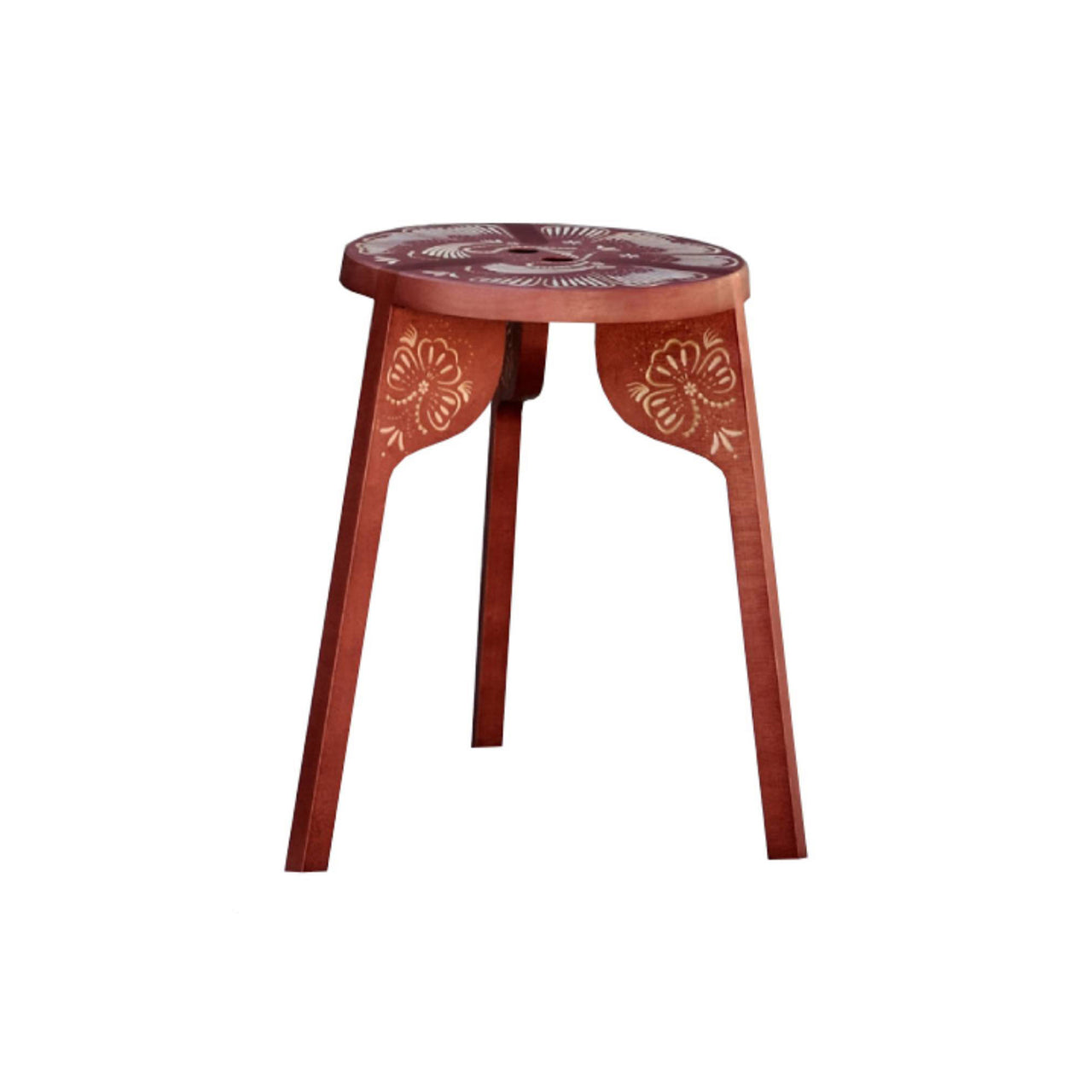 Tattoo Stool: Folk + Brick Red Maple + 3