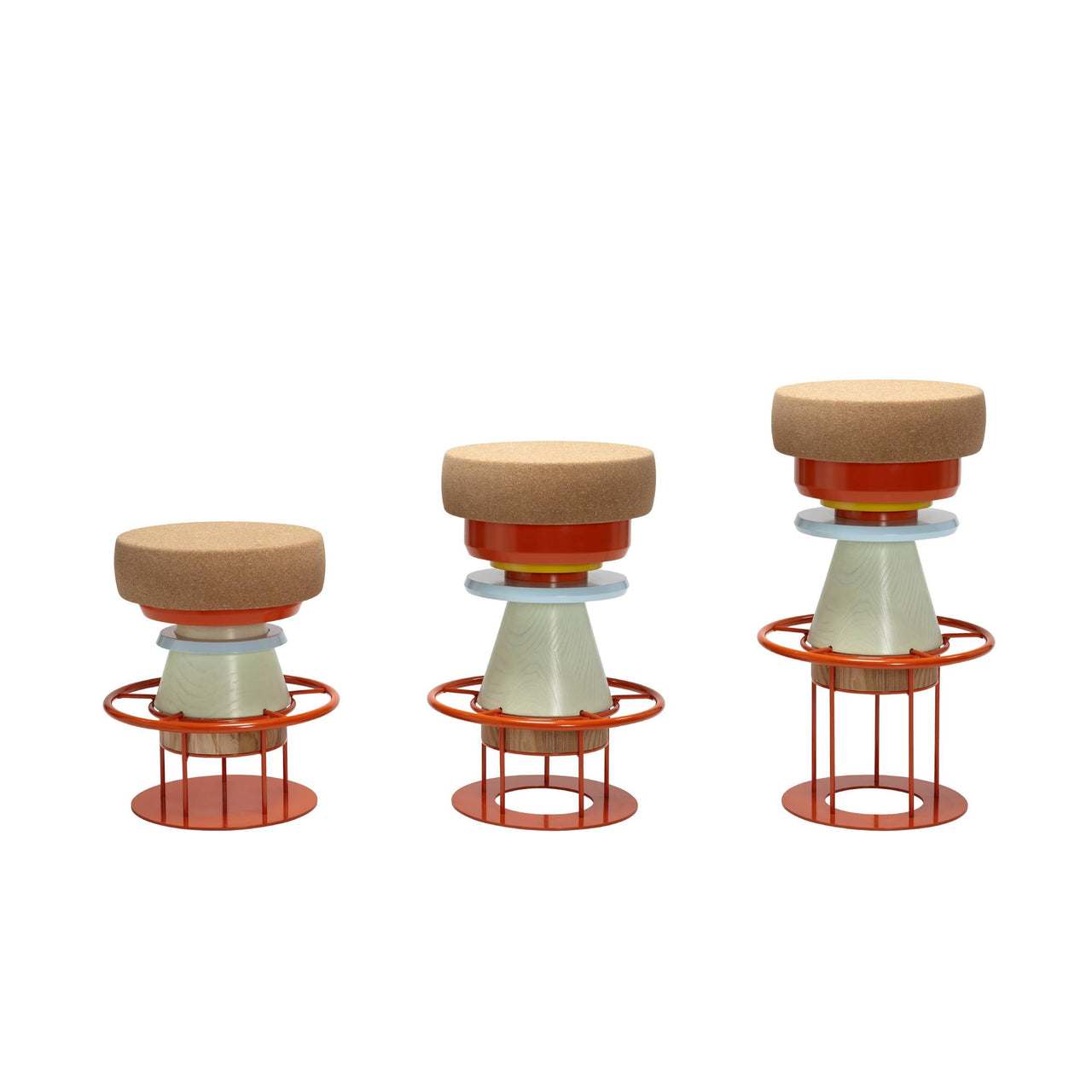 Tembo Stool: Low + Medium + High + Orange + Blue + Green