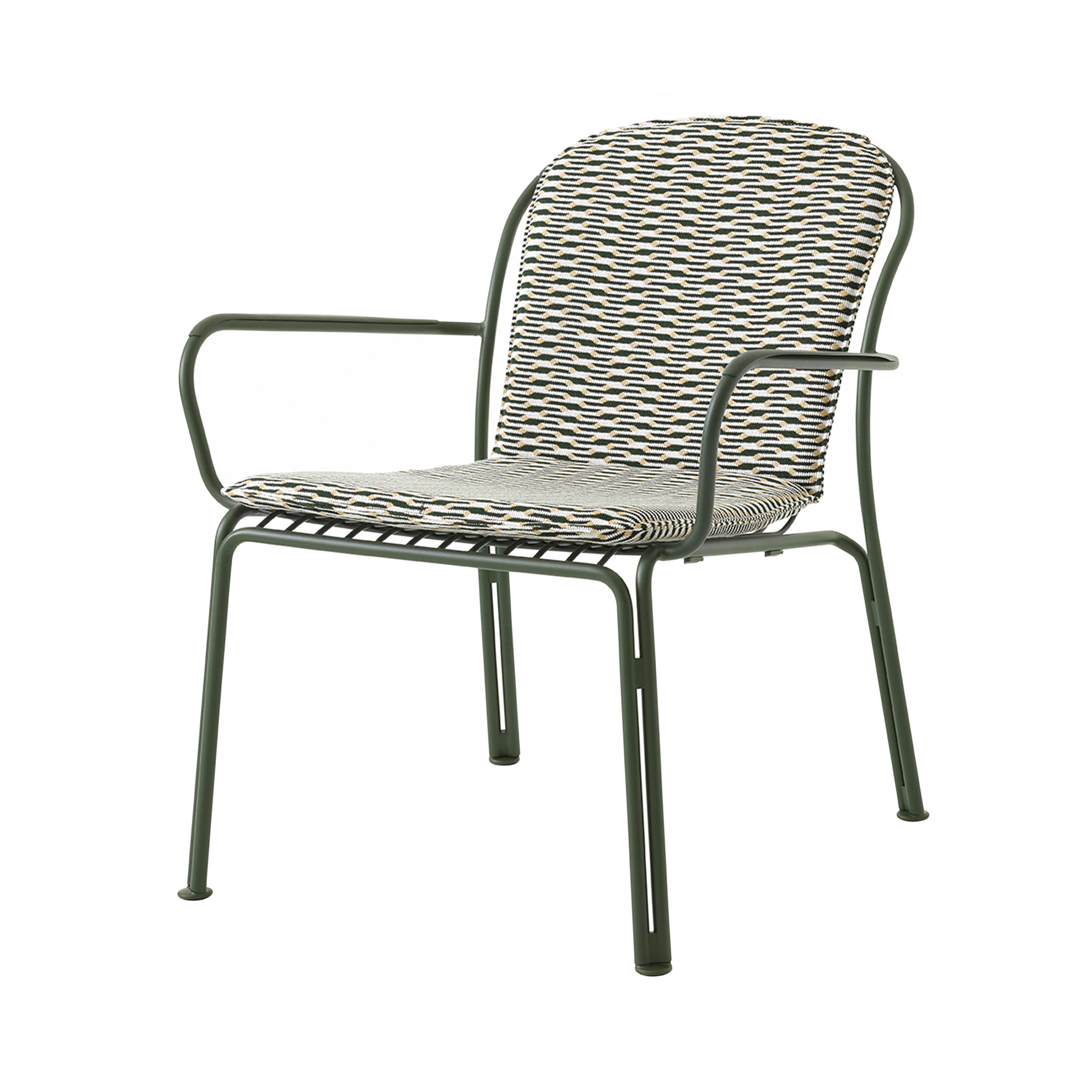 Thorvald SC101 Outdoor Lounge Armchair with Cushion: Set of 2 + Bronze Green + Marquetry Bora